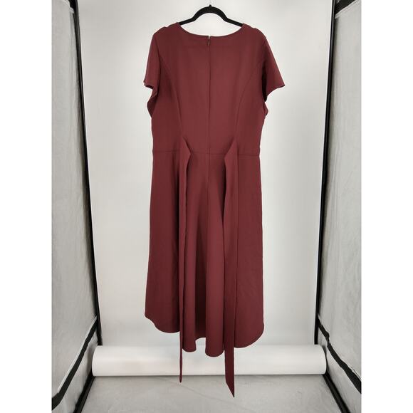 Lane Bryant Lena Dress Plus 20 V-Neck High Low Midi Short Flutter Sleeve Wine - Picture 8 of 10